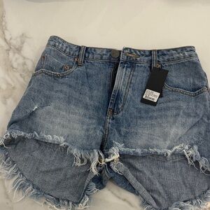 One Teaspoon Blue Distressed Jean Shorts